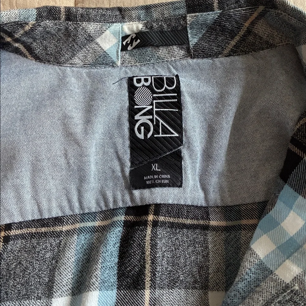 Billabong Men's Plaid Button-Down Shirt - Gray, Light Blue - Picture 6 of 6